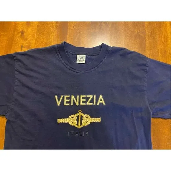 Vtg Embroidered Venezia Italia Italy Spellout T Shirt Size XXL - Picture 2 of 5